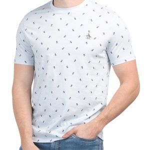 NWT MEN’S ORIGINAL PENGUIN Allover Pineapple Print Light Blue T Shirt M; L; XL